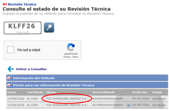 Consulte el estado de su Revisión Técnica